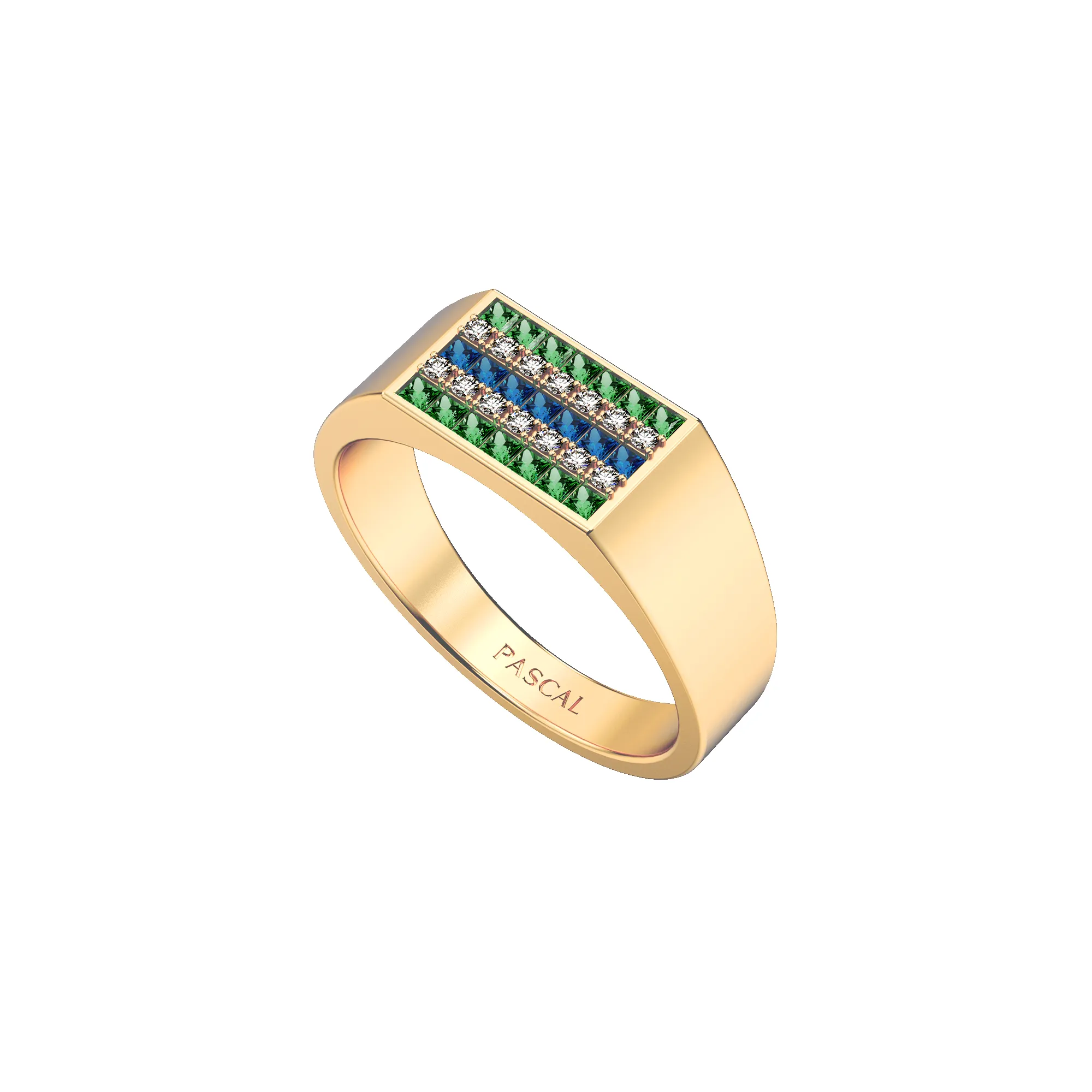 Geo Pavé Gemstone Signet Diamond Ring sold by Pascal Design Official product image thumbnail 3