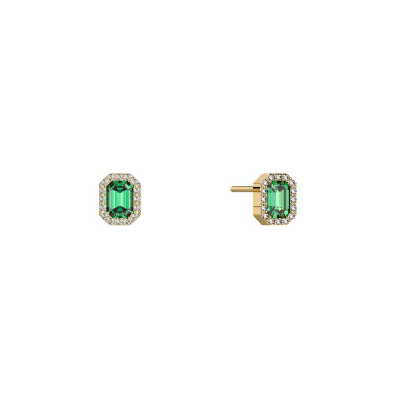 'Coastal Oasis' Gemstone Halo Diamond Stud Earrings sold by Pascal Design Official