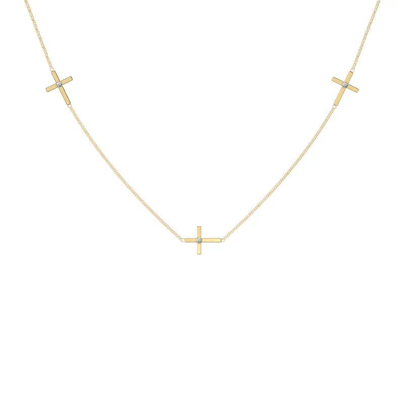Triple Sideways Diamond Cross Necklace sold by Pascal Design Official