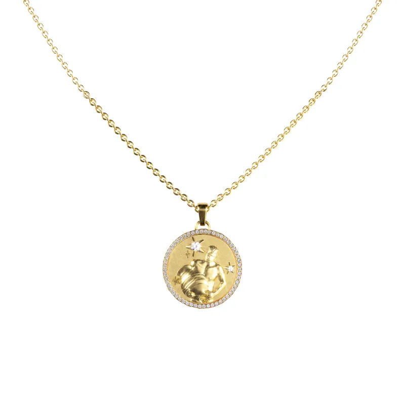 Aquarius Amulet Pendant With Pave Diamond Rim sold by Pascal Design Official