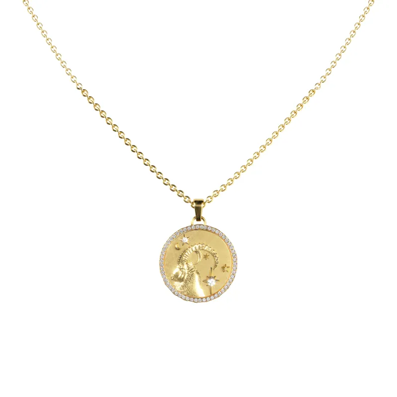 Capricorn Amulet Pendant With Pave Diamond Rim sold by Pascal Design Official