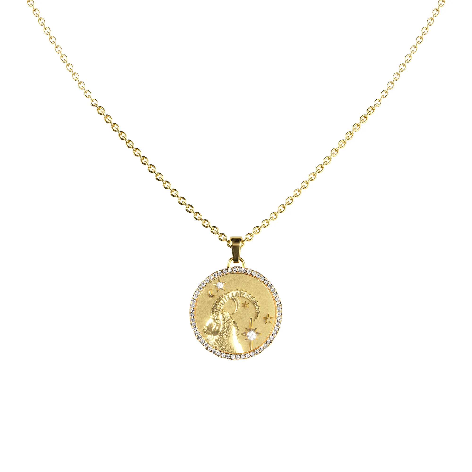 Capricorn Amulet Pendant With Pave Diamond Rim sold by Pascal Design Official