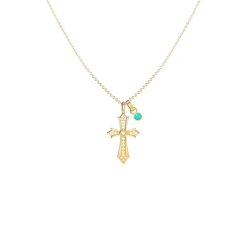 Faith Energy Cross Diamond Pendant With Turquoise sold by Pascal Design Official