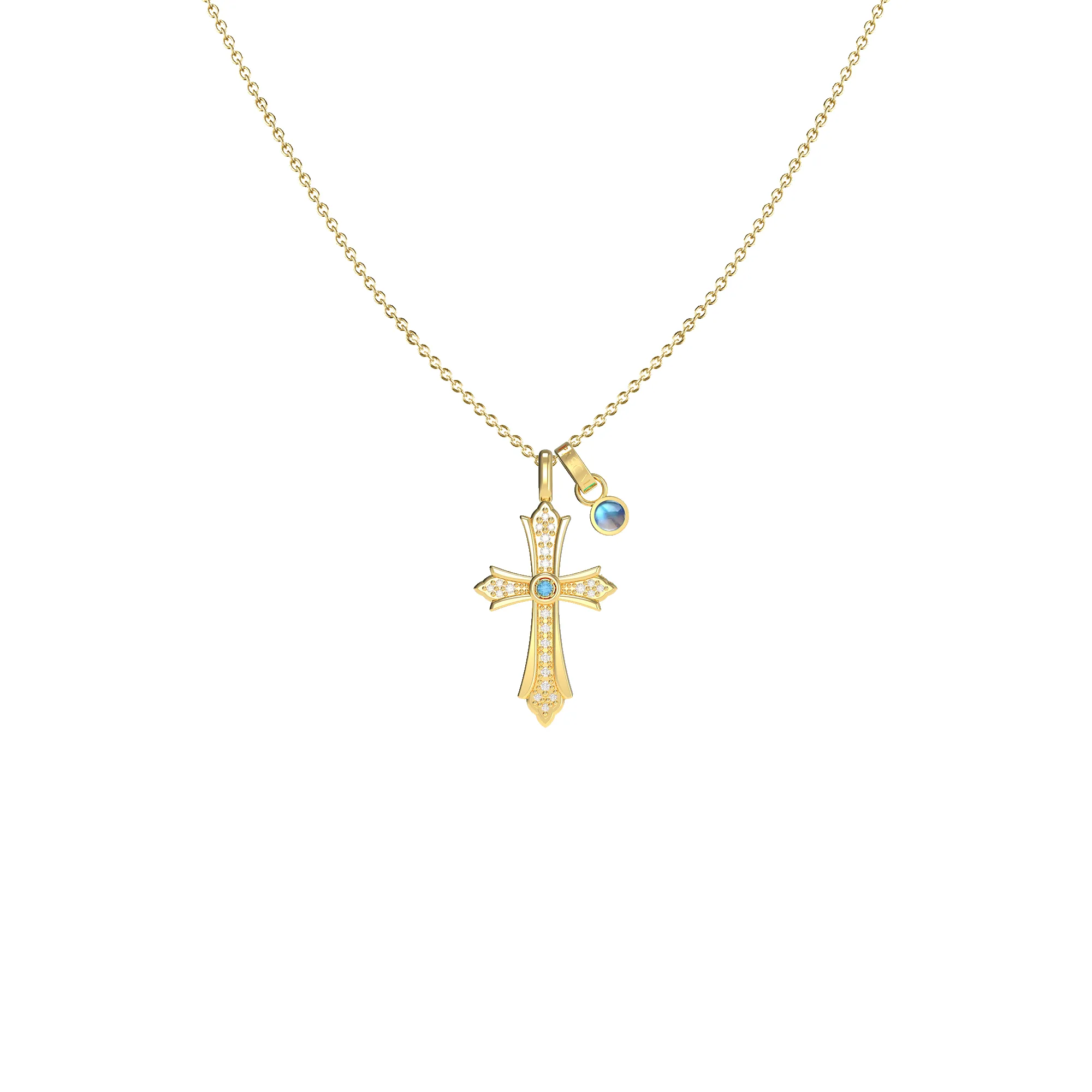 Faith Energy Cross Blue Diamond Pendant with Moonstone sold by Pascal Design Official