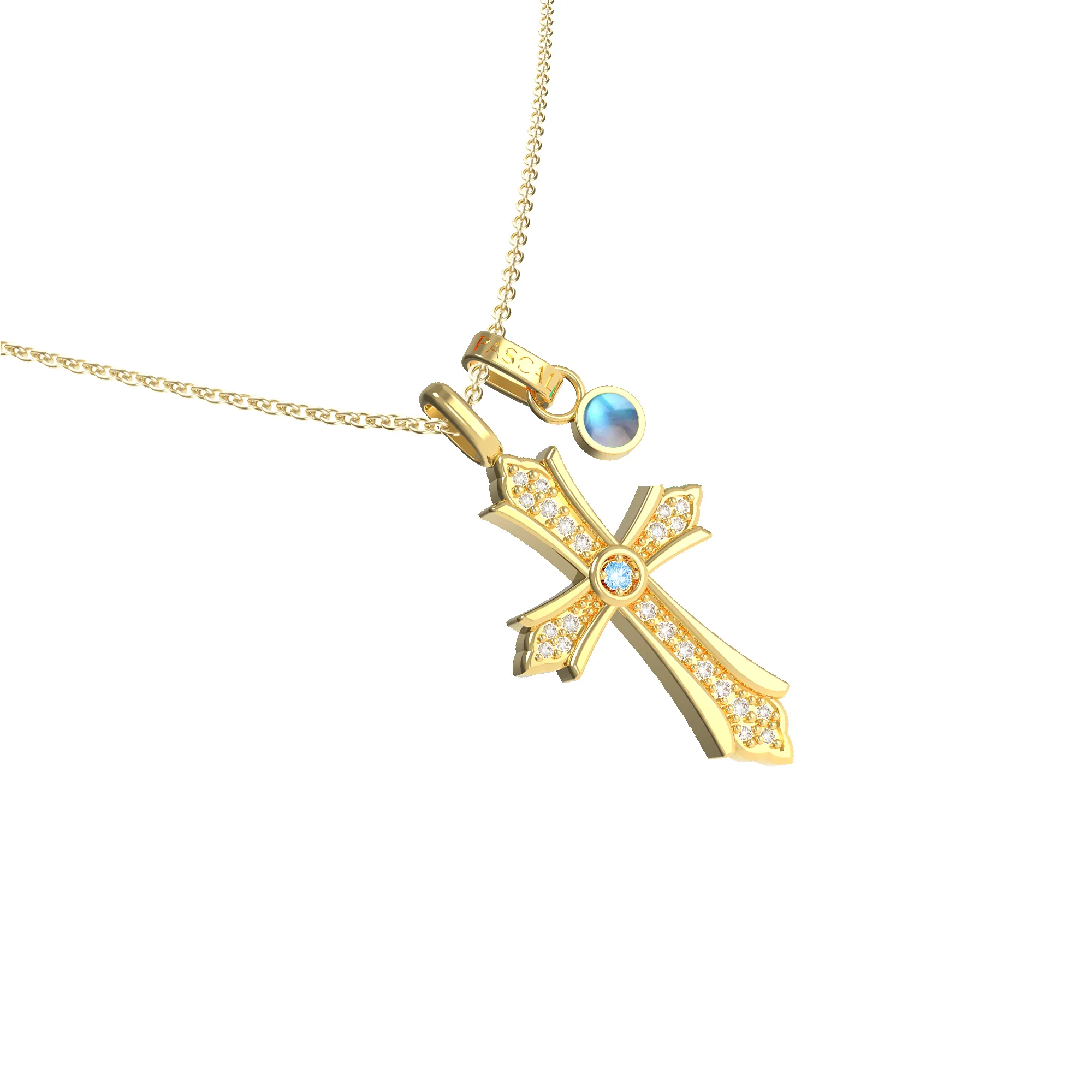 Faith Energy Cross Blue Diamond Pendant with Moonstone sold by Pascal Design Official product image thumbnail 3