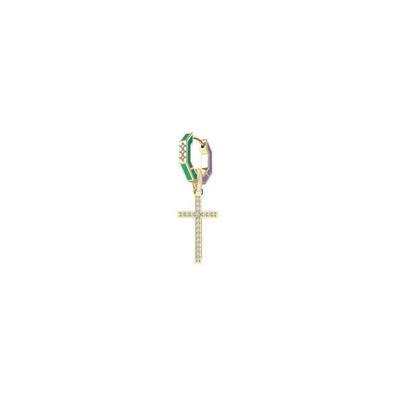 Faith Dopamine Peace Token Diamond Cross Earring sold by Pascal Design Official