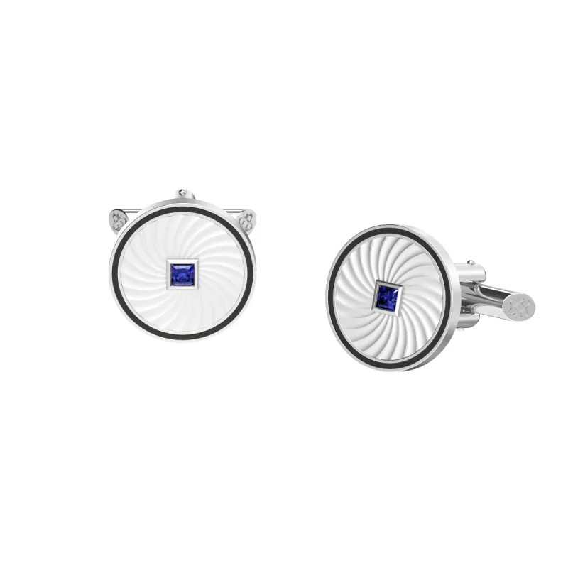Circular Swirl Gemstone Cufflinks sold by Pascal Design Official
