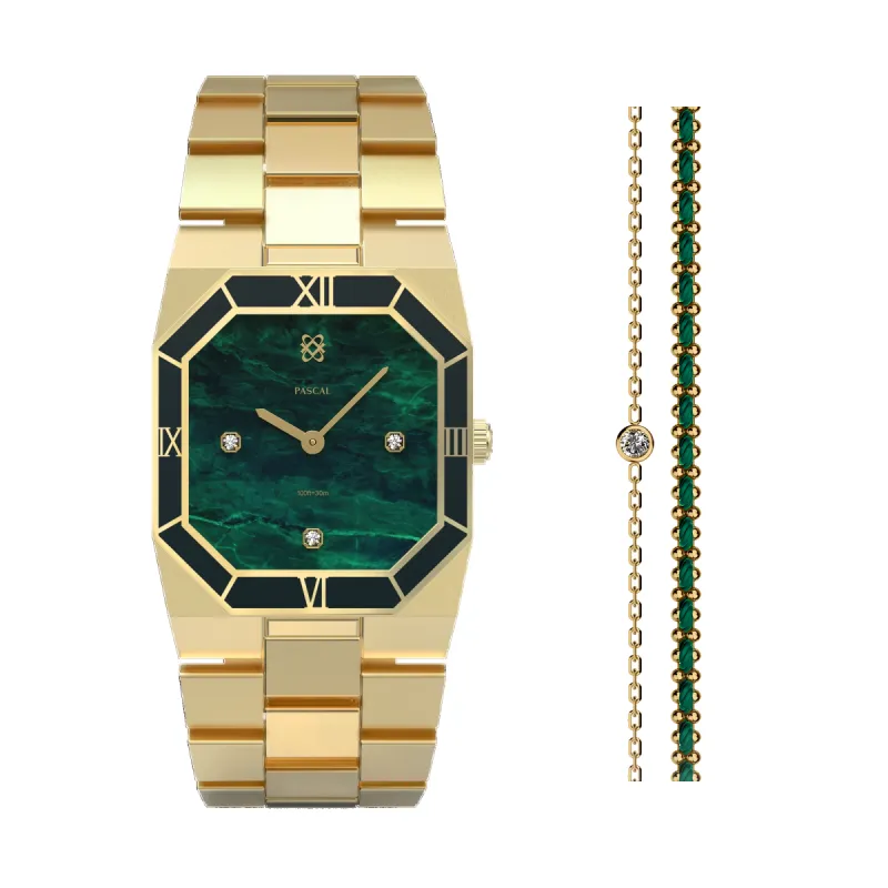 Octagonal Enamel Diamond Watch Gift Set sold by Pascal Design Official