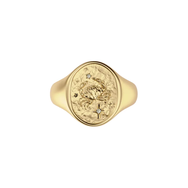 'Zodiac' Diamond Signet Ring, Cancer sold by Pascal Design Official
