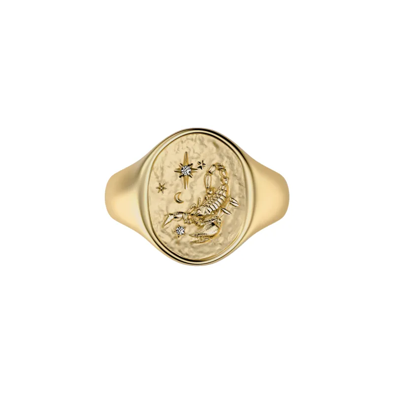 'Zodiac' Diamond Signet Ring, Scorpio sold by Pascal Design Official