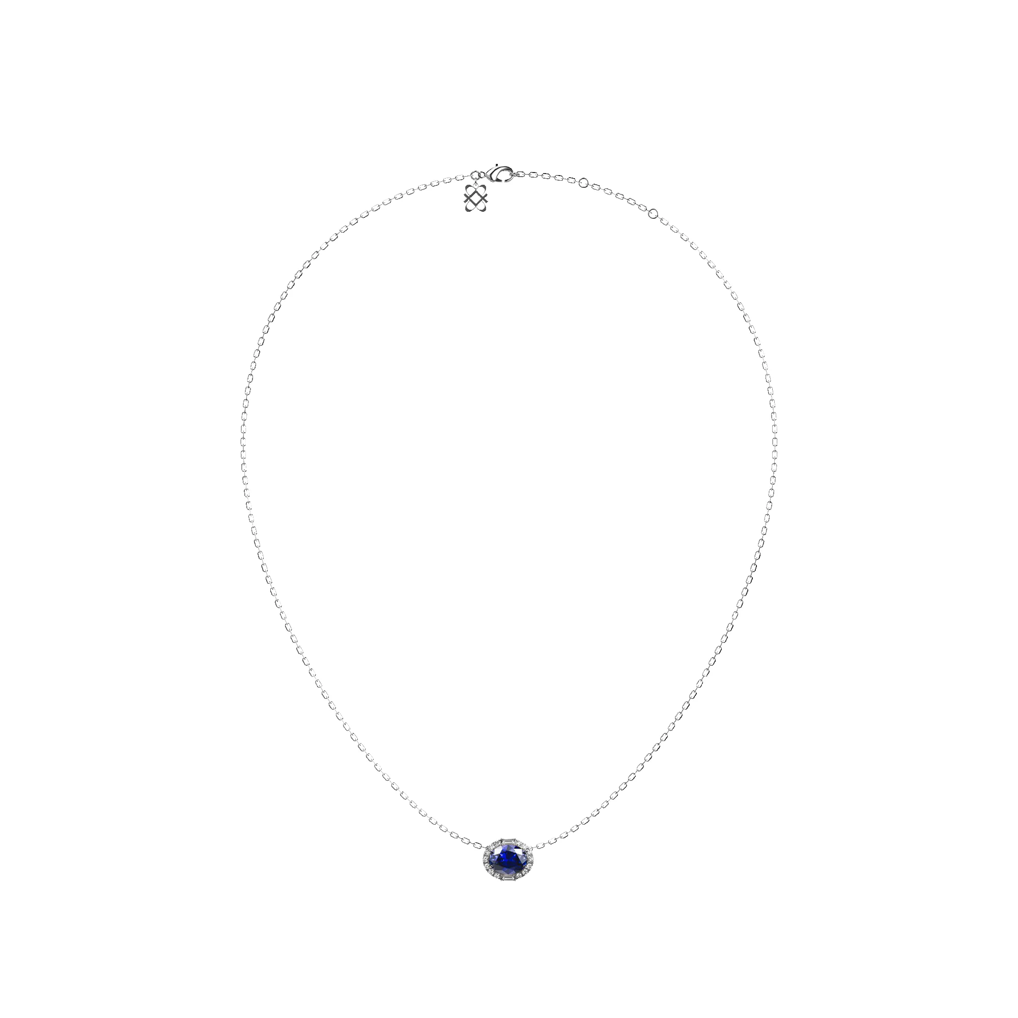 Classic Halo Oval Gemstone Diamond Necklace sold by Pascal Design Official product image thumbnail 3