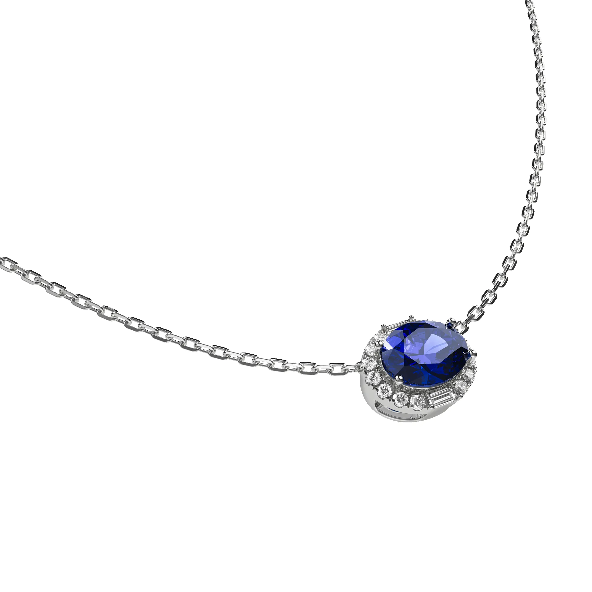 Classic Halo Oval Gemstone Diamond Necklace sold by Pascal Design Official product image thumbnail 2