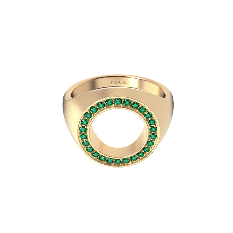 Disc Halo Gemstone Signet Ring sold by Pascal Design Official