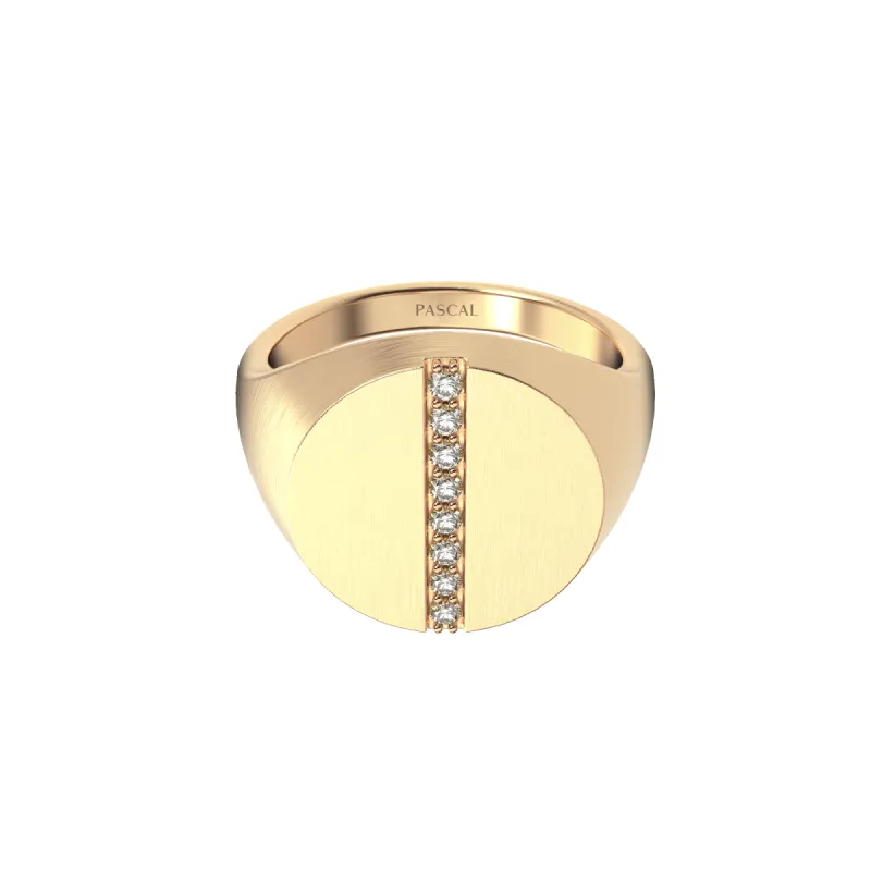Disc Linear Diamond Signet Ring sold by Pascal Design Official