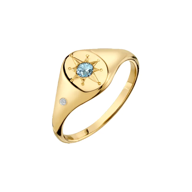 North Star Birthstone Signet Ring sold by Pascal Design Official