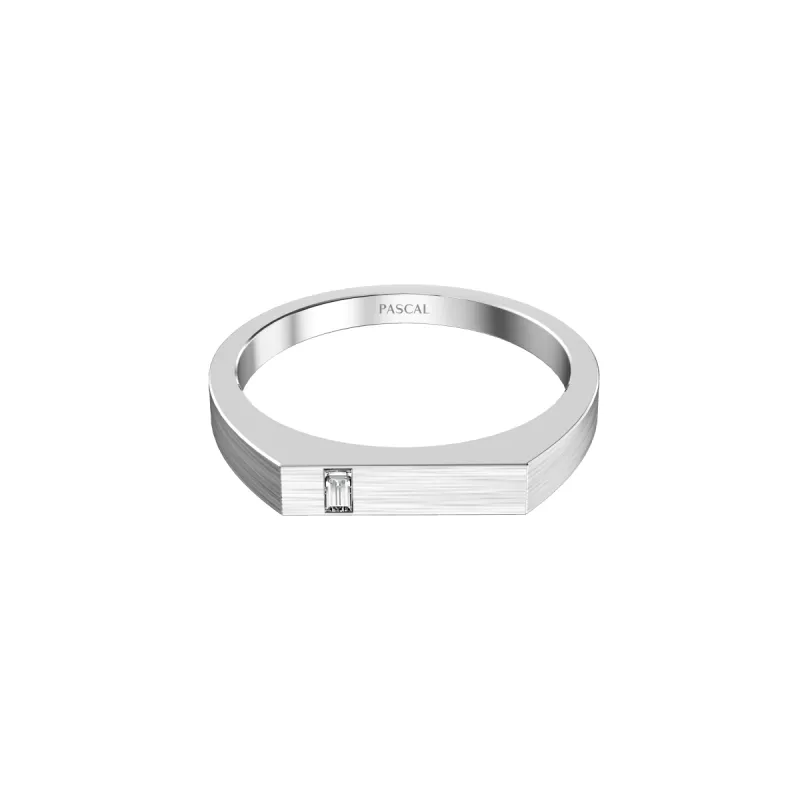 Thin Geo Baguette Cut Diamond Signet Ring sold by Pascal Design Official