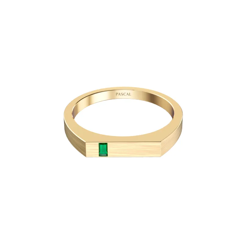 Thin Geo Baguette Cut Gemstone Signet Ring sold by Pascal Design Official