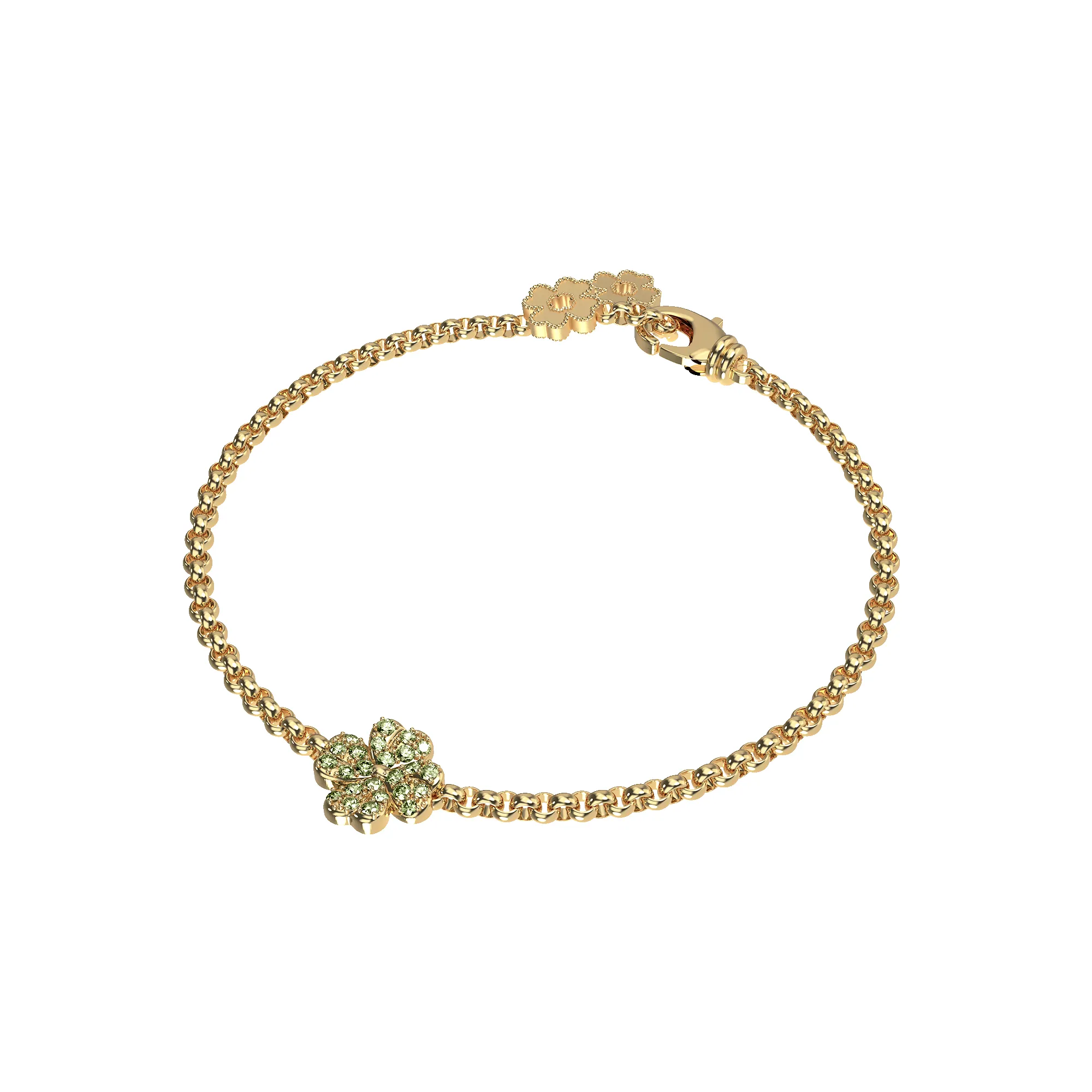 'Lucky Clover' 3 motifs Bracelet, Green Diamond Pavé sold by Pascal Design Official product image thumbnail 3