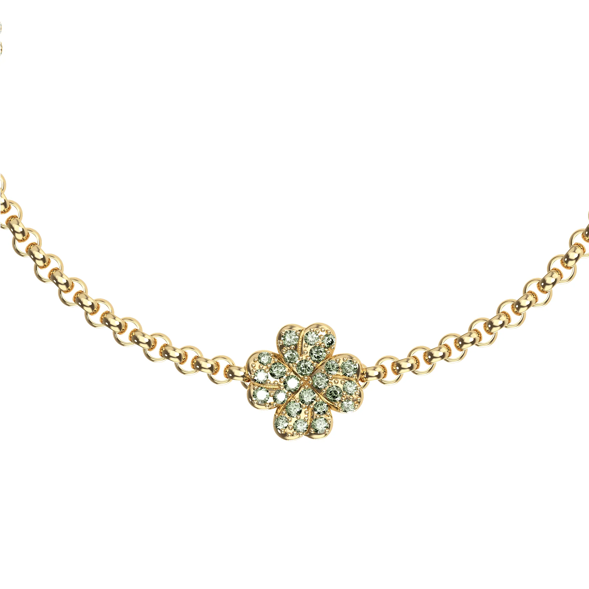 'Lucky Clover' 3 motifs Bracelet, Green Diamond Pavé sold by Pascal Design Official product image thumbnail 2