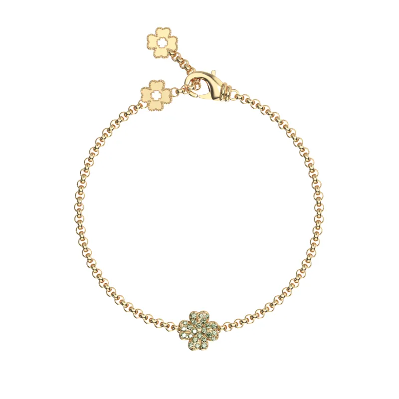 'Lucky Clover' 3 motifs Bracelet, Green Diamond Pavé sold by Pascal Design Official