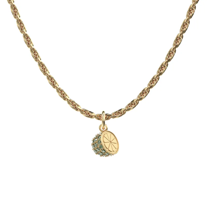 'Natural Wonder' Half Lemon Charm, Green Diamond Pavé sold by Pascal Design Official