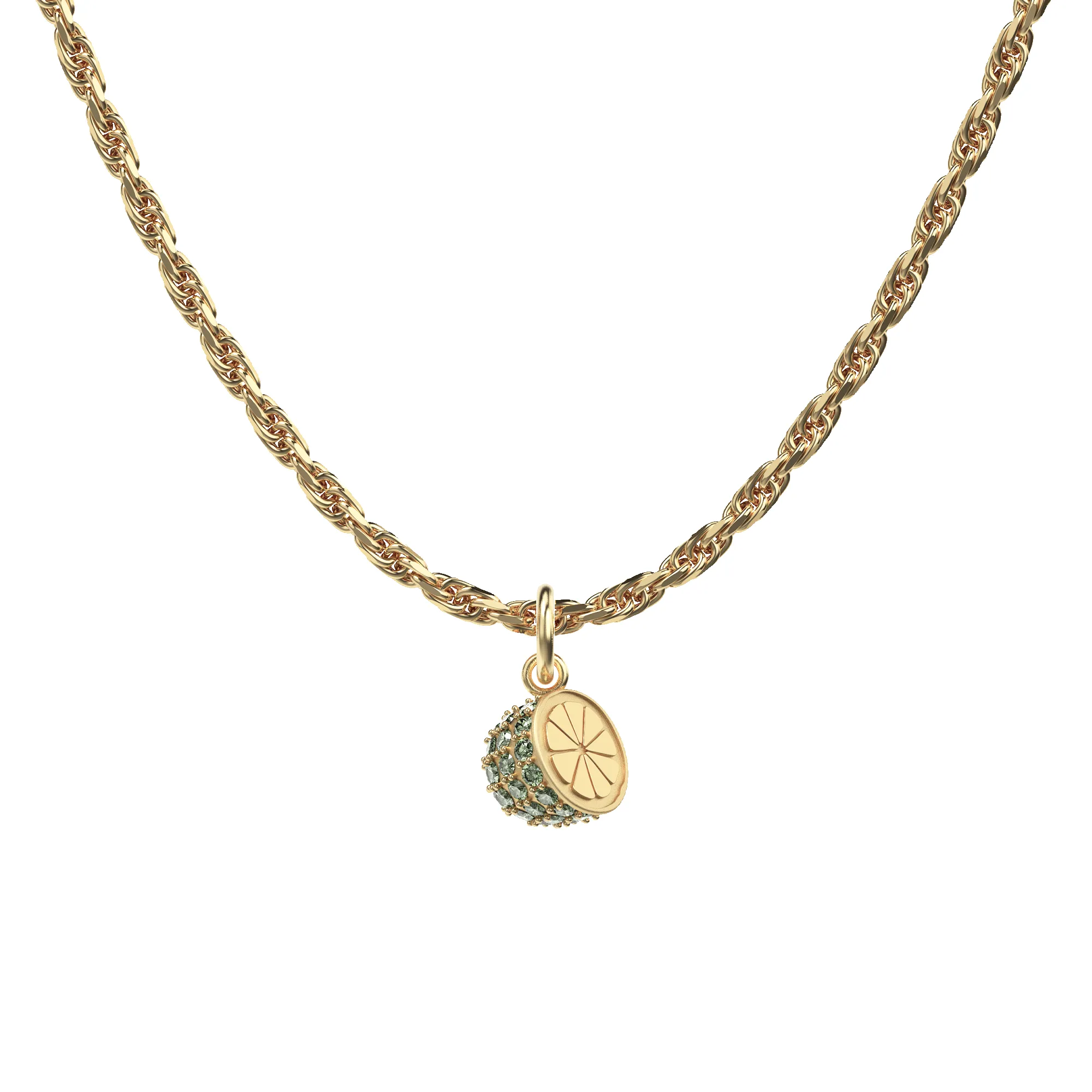 'Natural Wonder' Half Lemon Charm, Green Diamond Pavé sold by Pascal Design Official