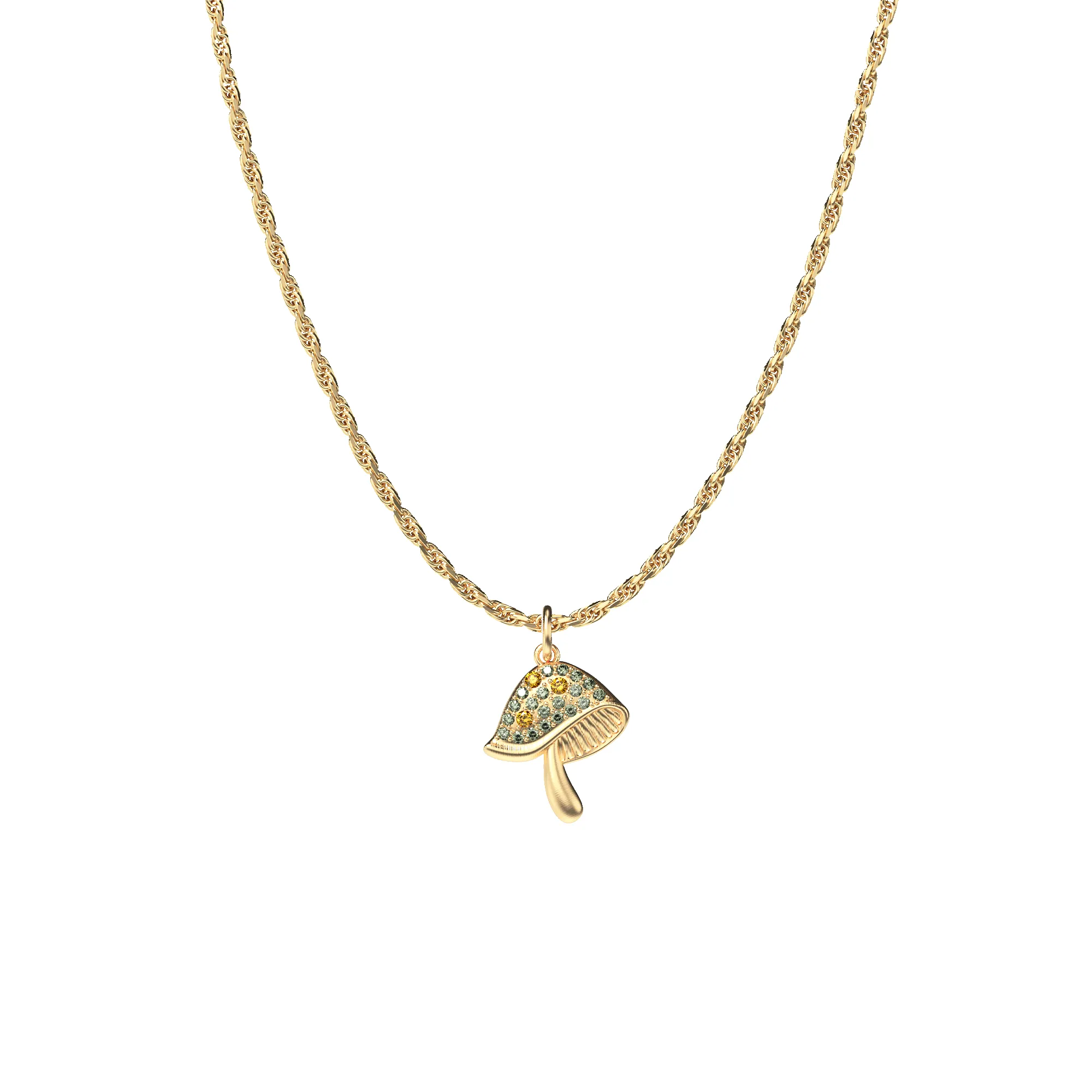 'Natural Wonder' Mushroom Charm, Green Diamond Pavé sold by Pascal Design Official