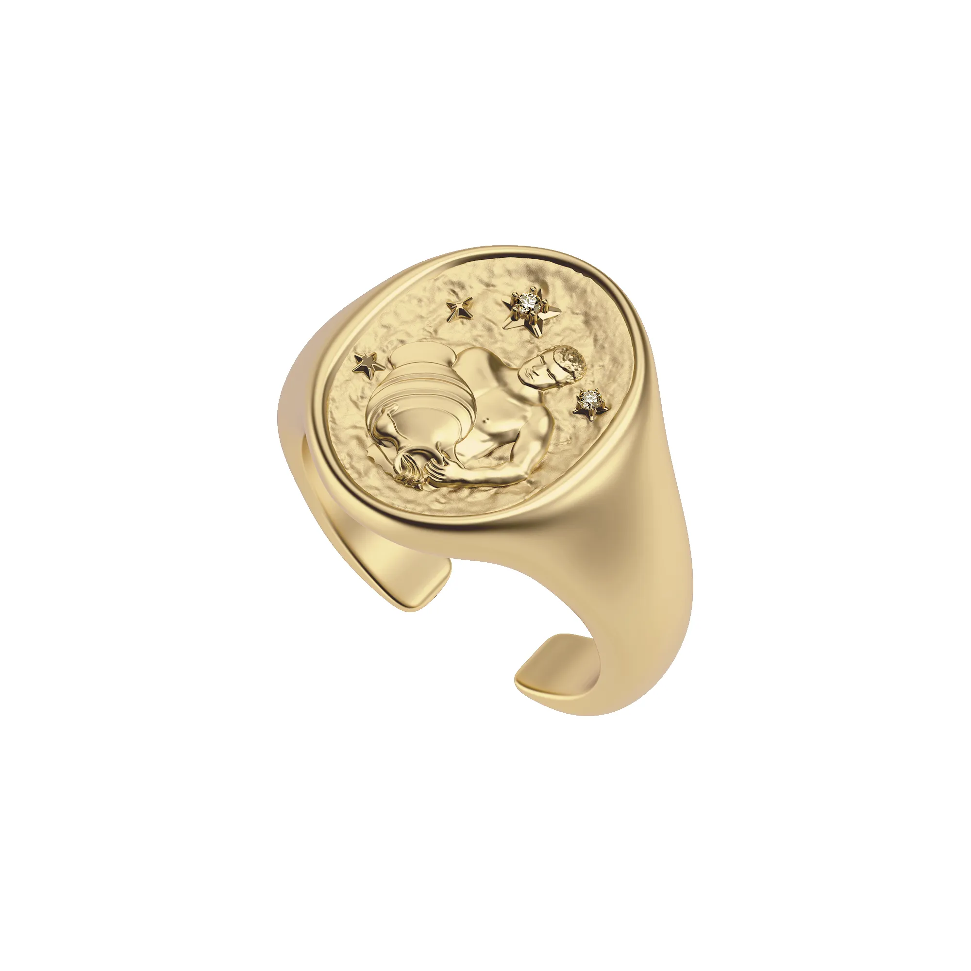 'Zodiac' Diamond Signet Ring, Aquarius sold by Pascal Design Official product image thumbnail 2
