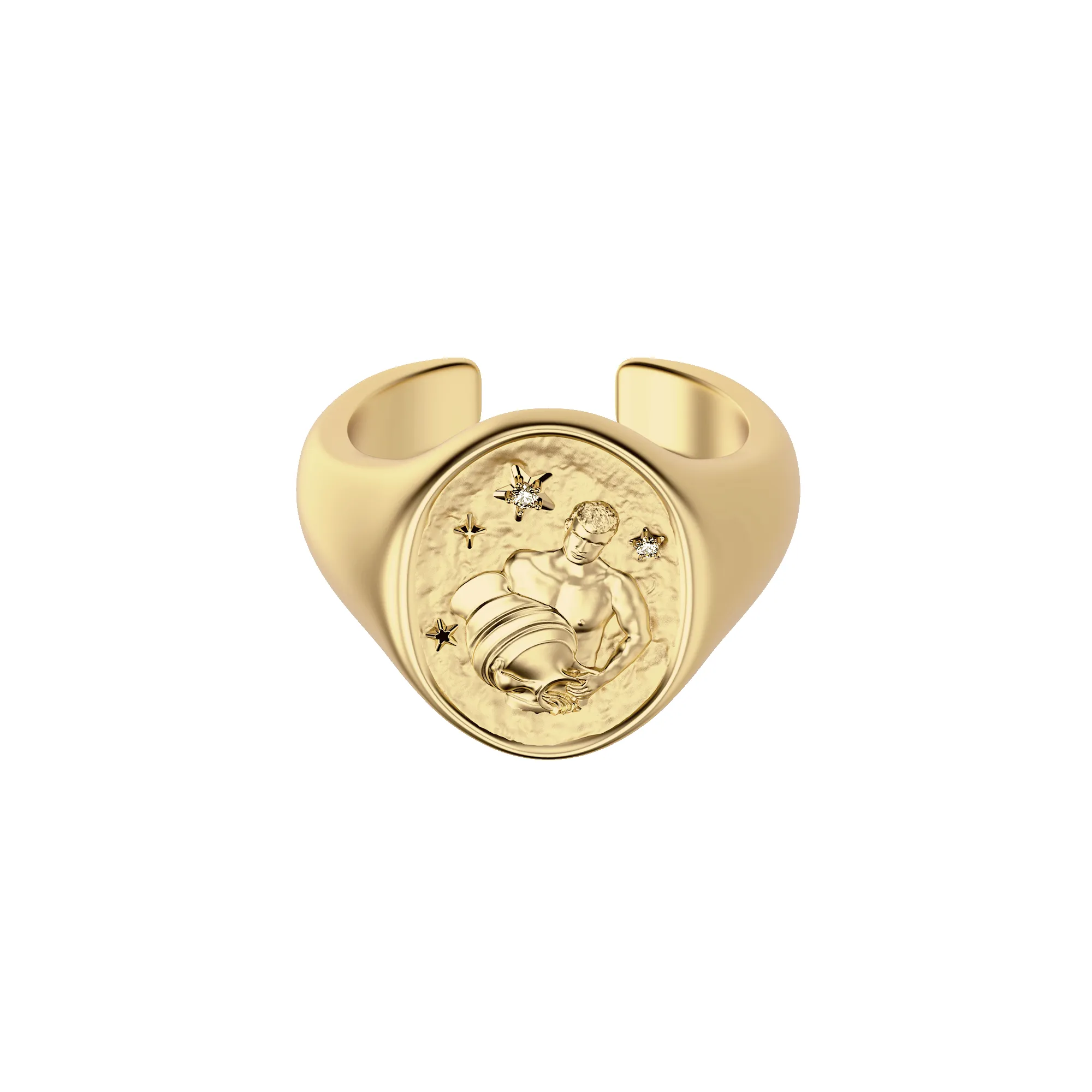 'Zodiac' Diamond Signet Ring, Aquarius sold by Pascal Design Official product image thumbnail 3