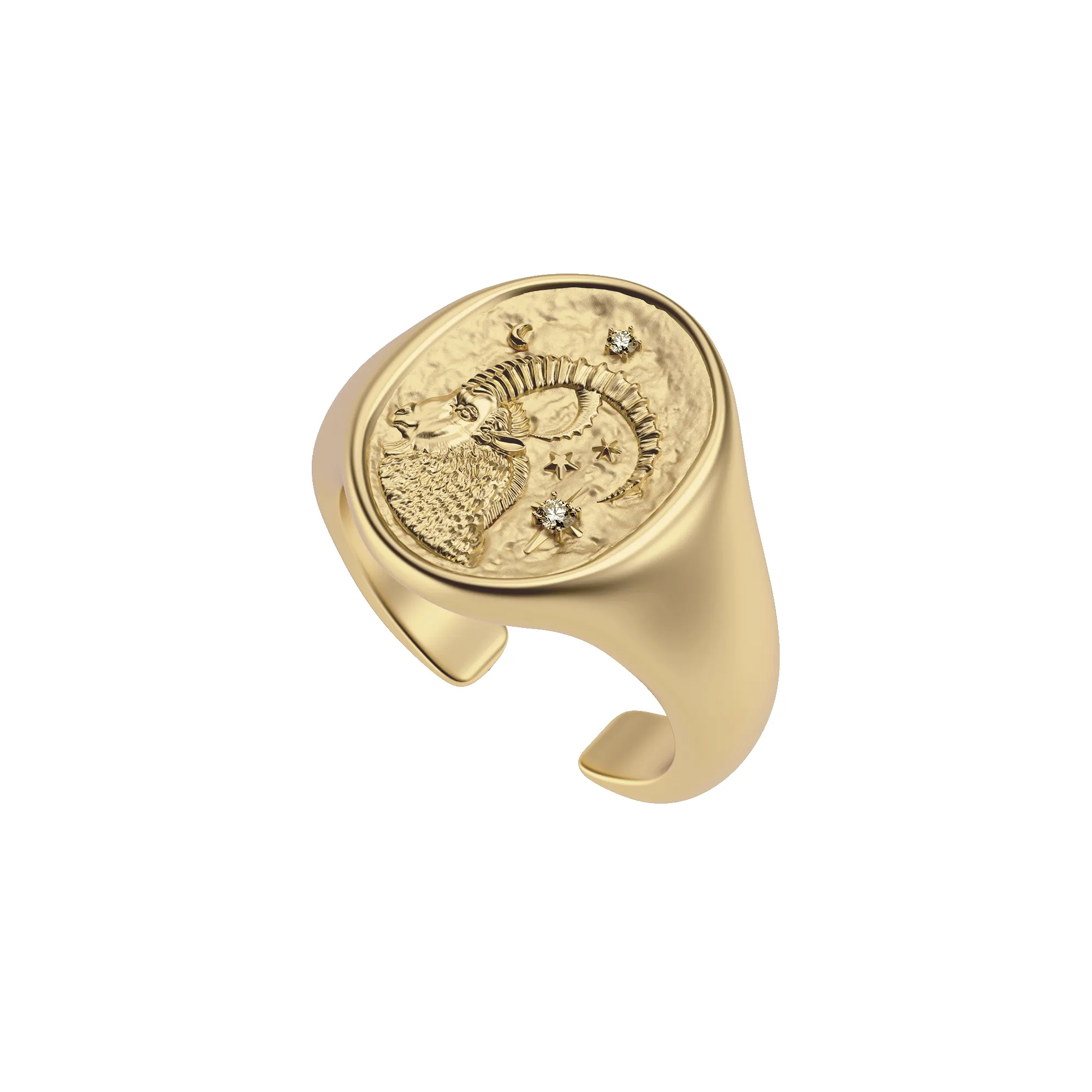 'Zodiac' Diamond Signet Ring, Capricorn sold by Pascal Design Official product image thumbnail 2