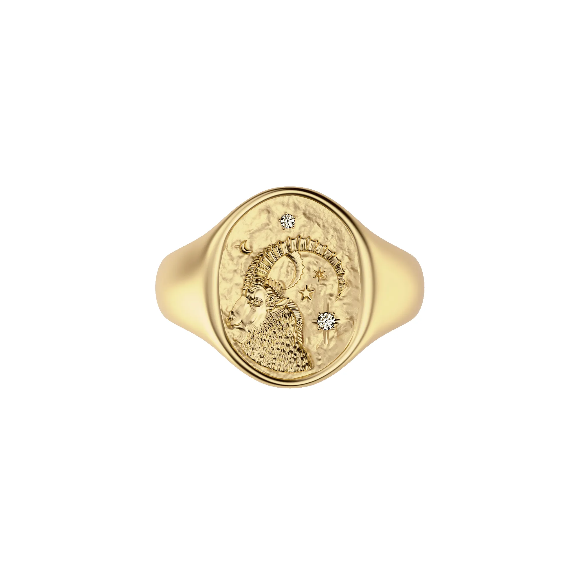 'Zodiac' Diamond Signet Ring, Capricorn sold by Pascal Design Official