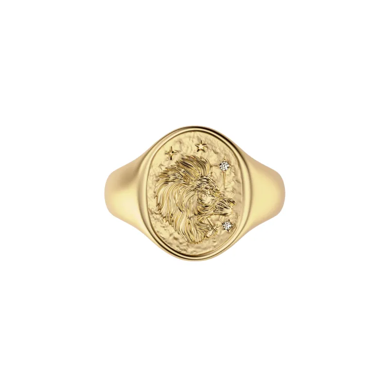 'Zodiac' Diamond Signet Ring, Leo sold by Pascal Design Official
