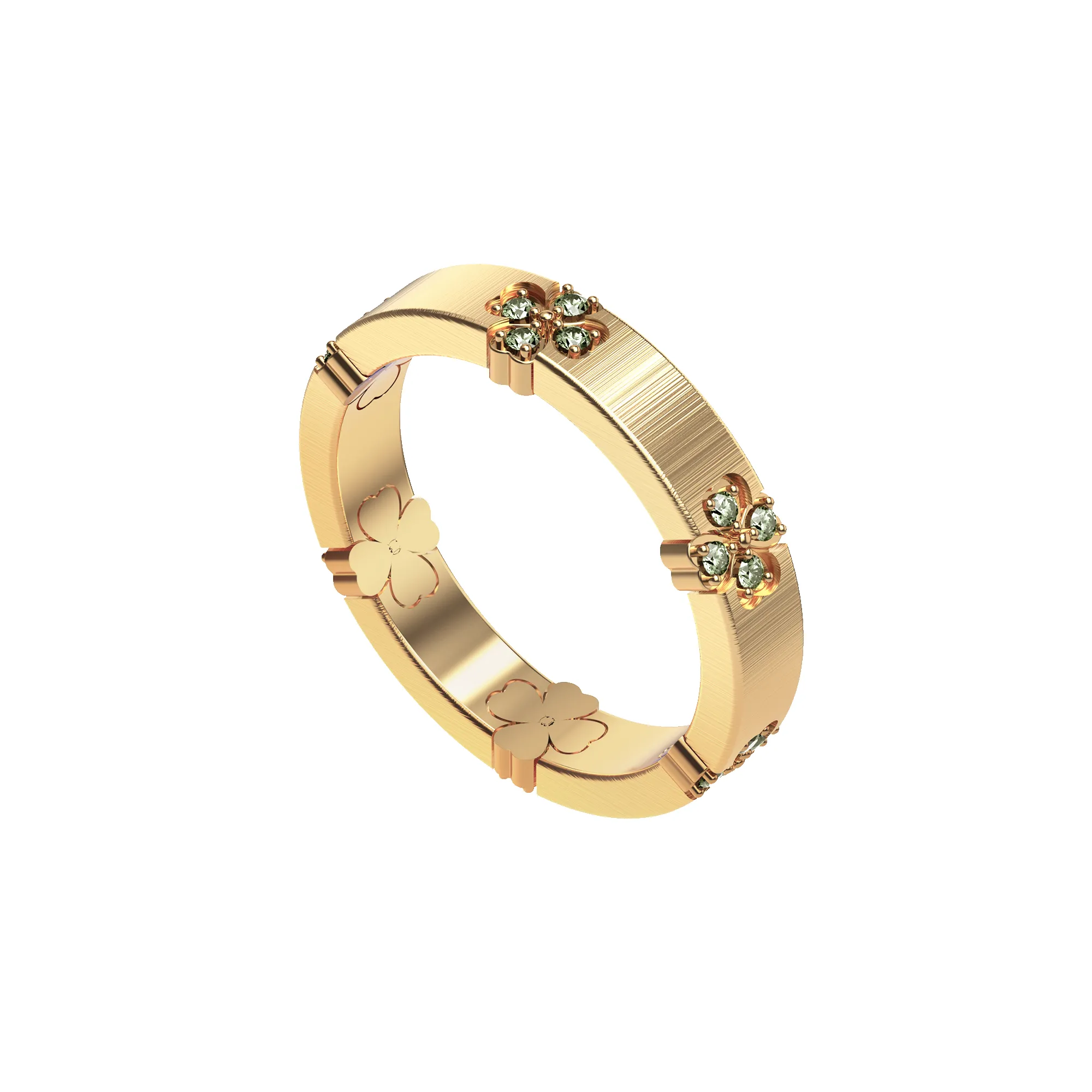 'Lucky Clover' Band Ring, Green Diamond Pavé sold by Pascal Design Official product image thumbnail 2