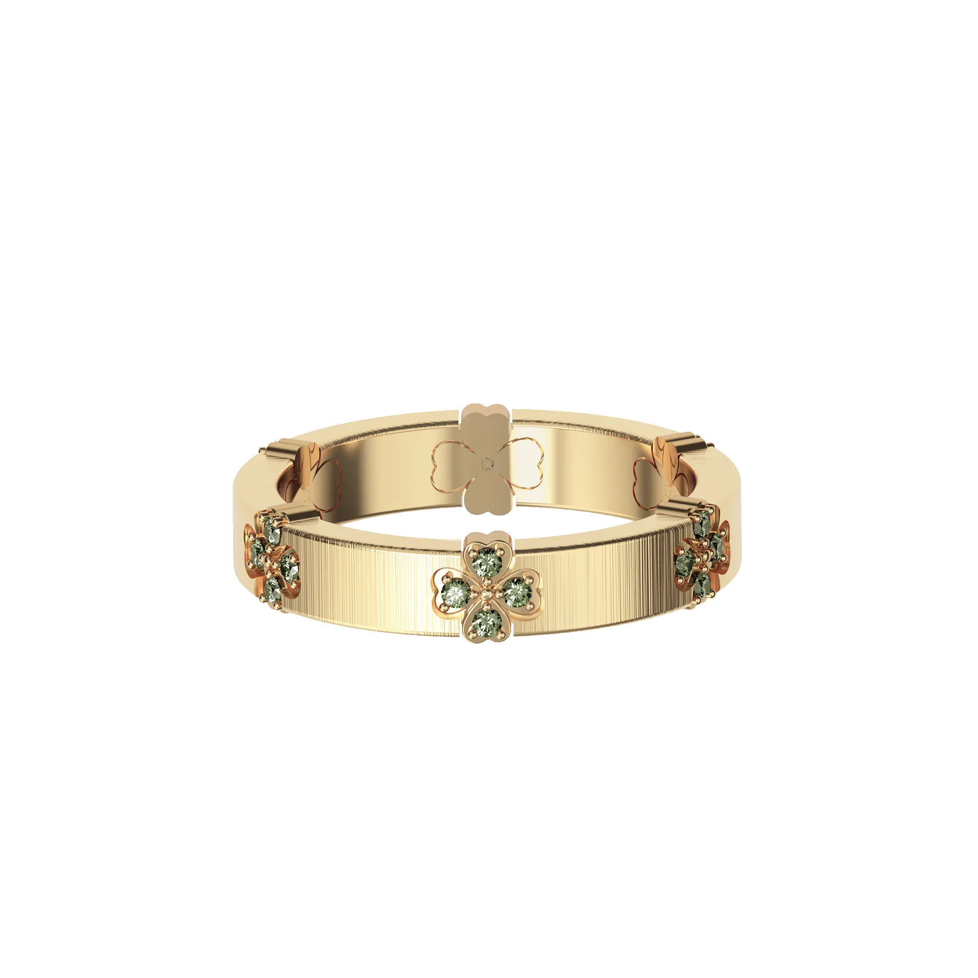 'Lucky Clover' Band Ring, Green Diamond Pavé sold by Pascal Design Official