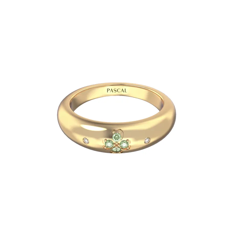 'Lucky Clover' Dome Ring, Green Diamond Pavé sold by Pascal Design Official