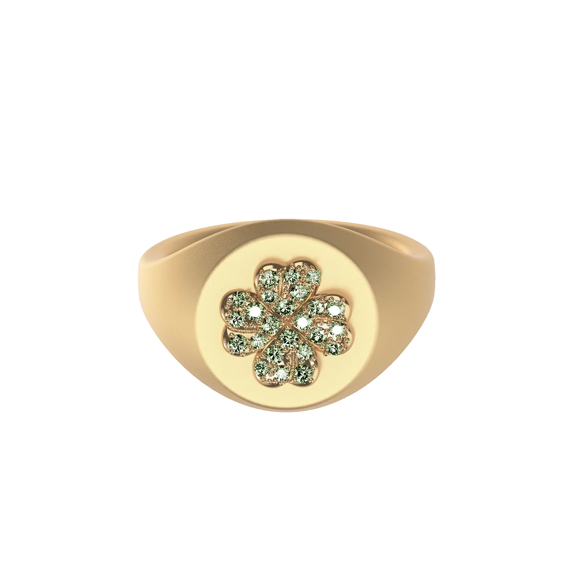 'Lucky Clover' Signet Ring, Green Diamond Pavé sold by Pascal Design Official product image thumbnail 3
