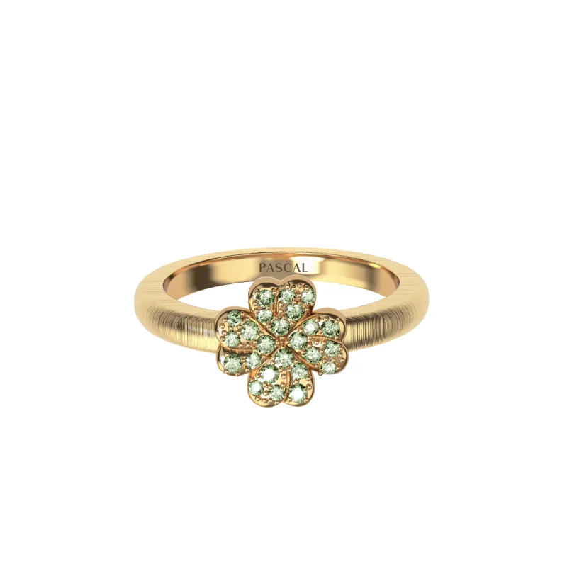 'Lucky Clover' Ring, Green Diamond Pavé, 10mm sold by Pascal Design Official