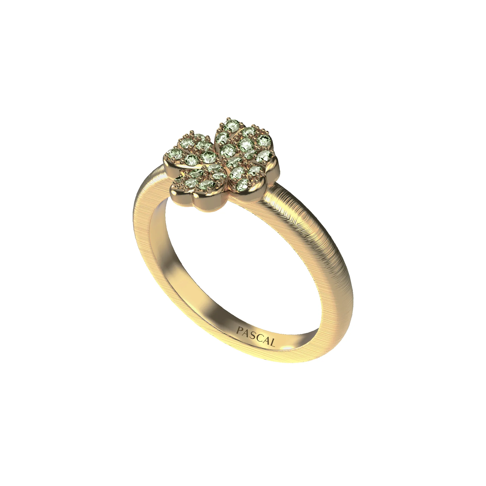 'Lucky Clover' Ring, Green Diamond Pavé, 10mm sold by Pascal Design Official product image thumbnail 2