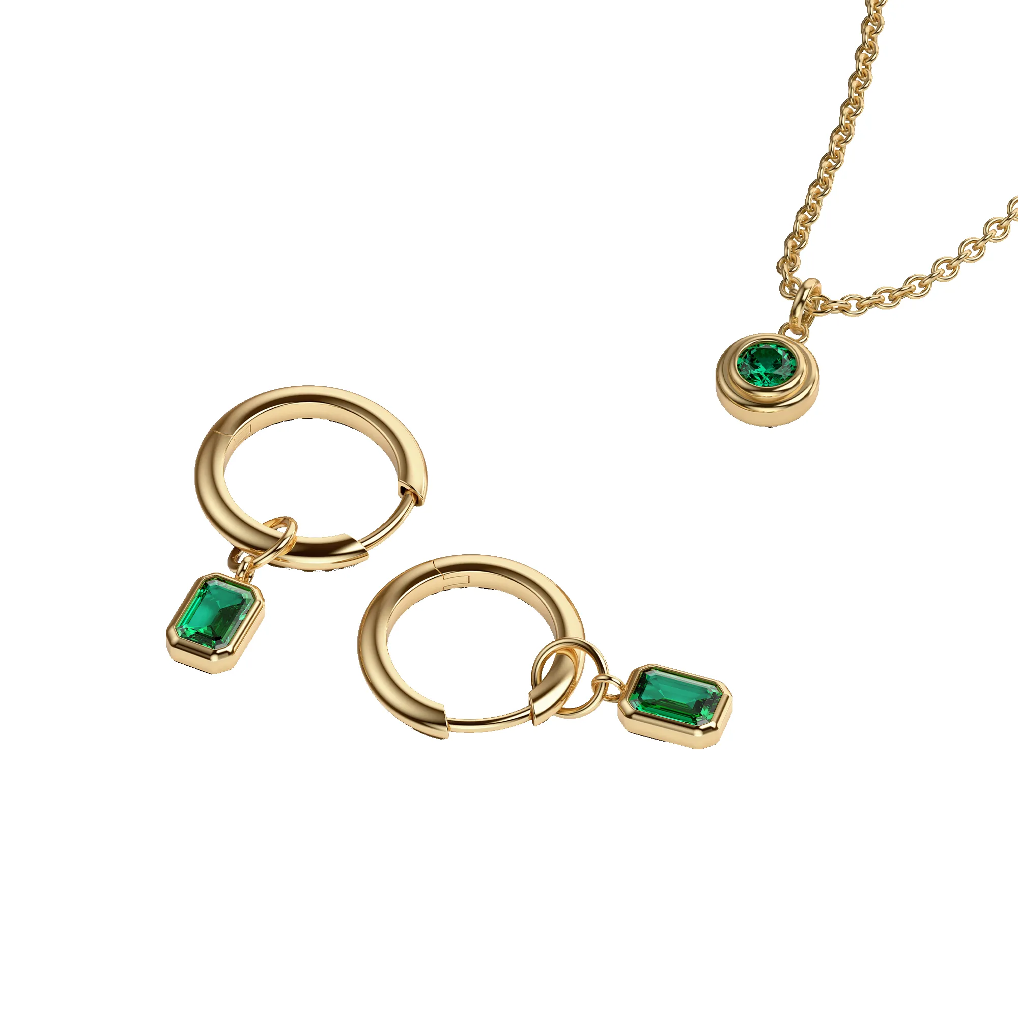 Gemstone Necklace and Hoop Earrings Set sold by Pascal Design Official