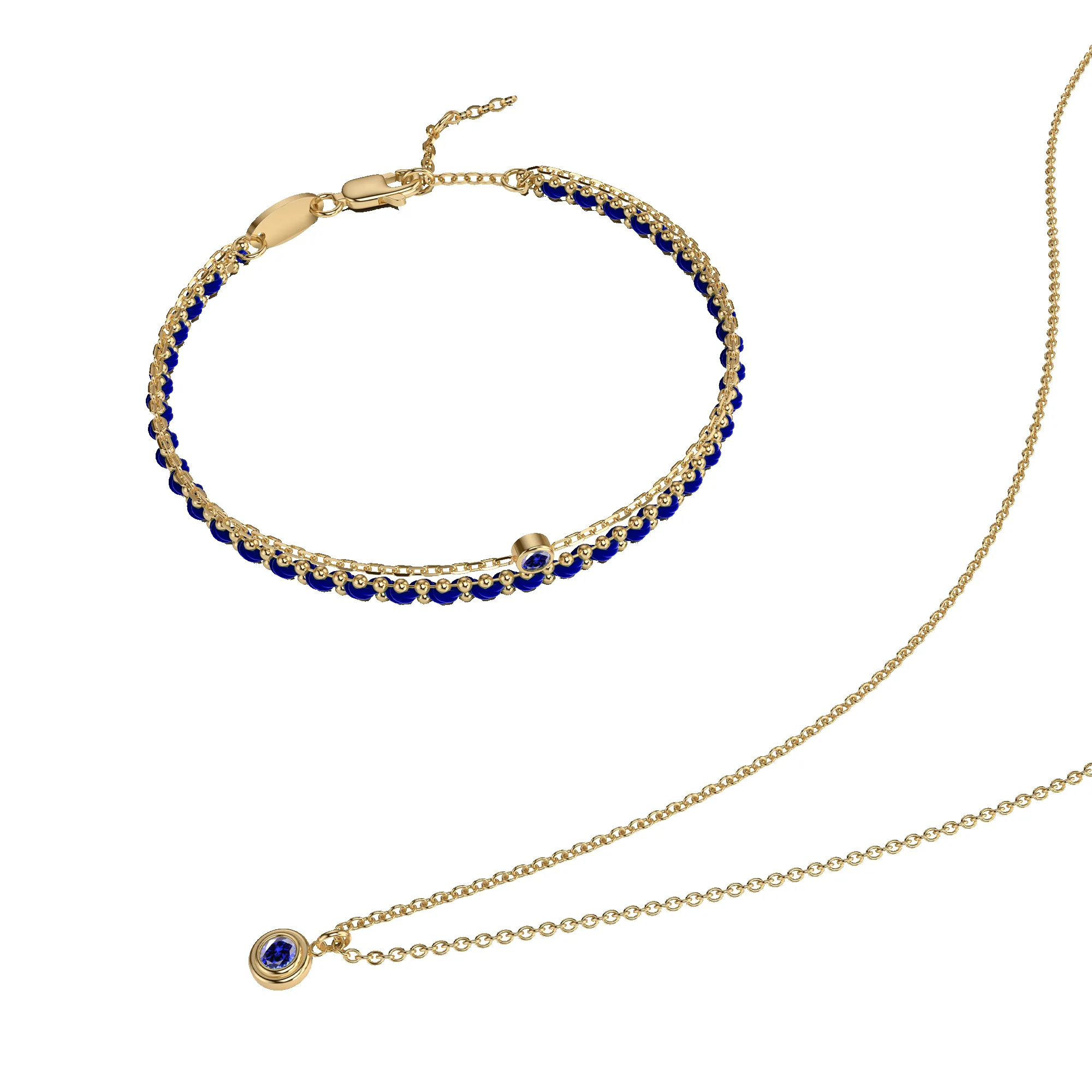 Gemstone Necklace and Double Bracelet Set sold by Pascal Design Official