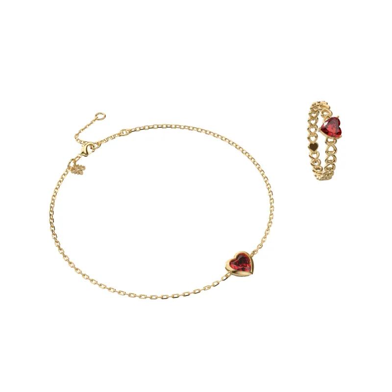 Heart Bracelet and Linked Ring Set sold by Pascal Design Official
