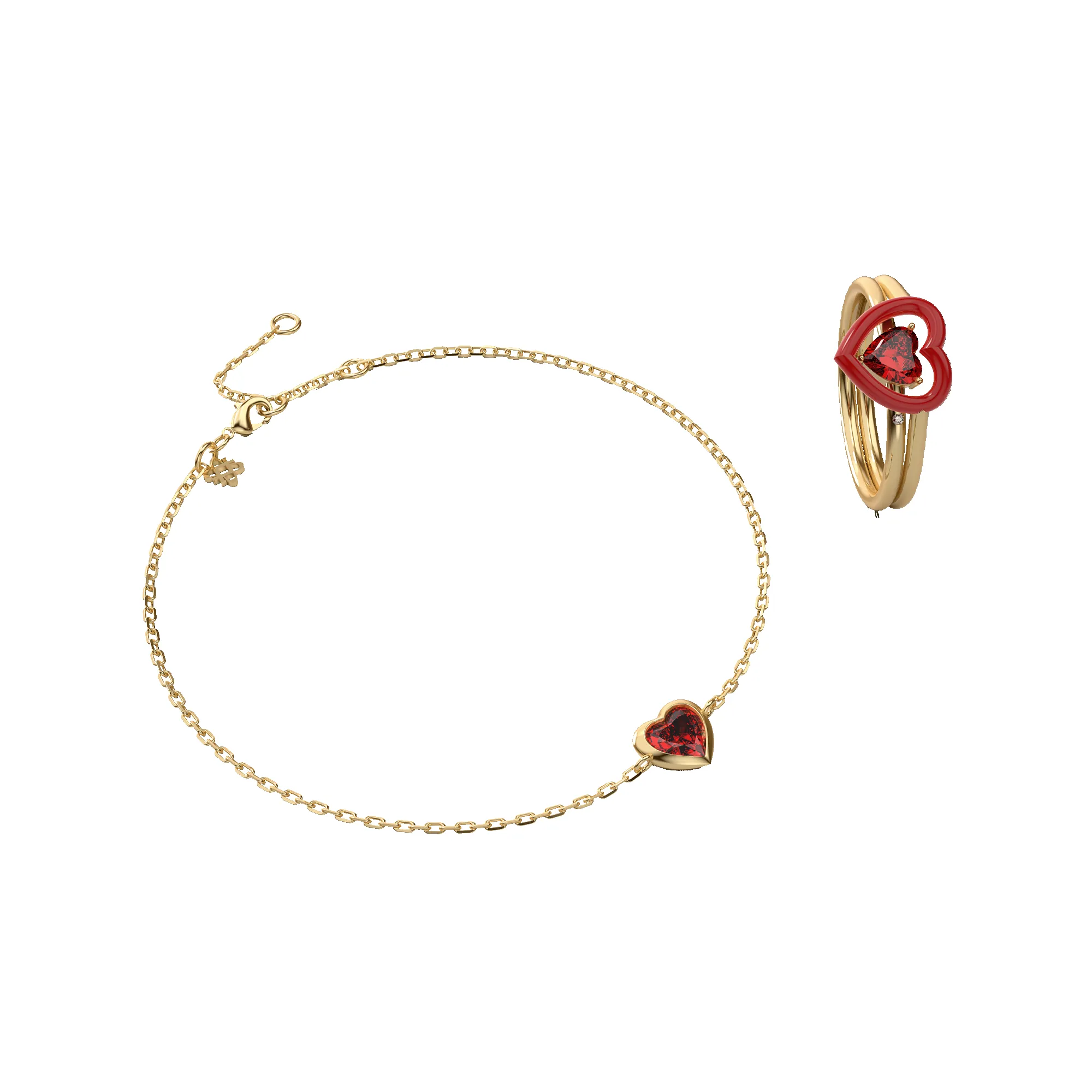 Heart Bracelet and Enamel Ring Set sold by Pascal Design Official