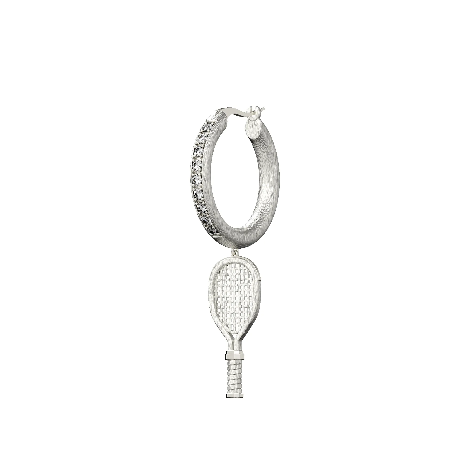 'The Tennis' Racket Hoop Earring, White Diamond sold by Pascal Design Official product image thumbnail 3