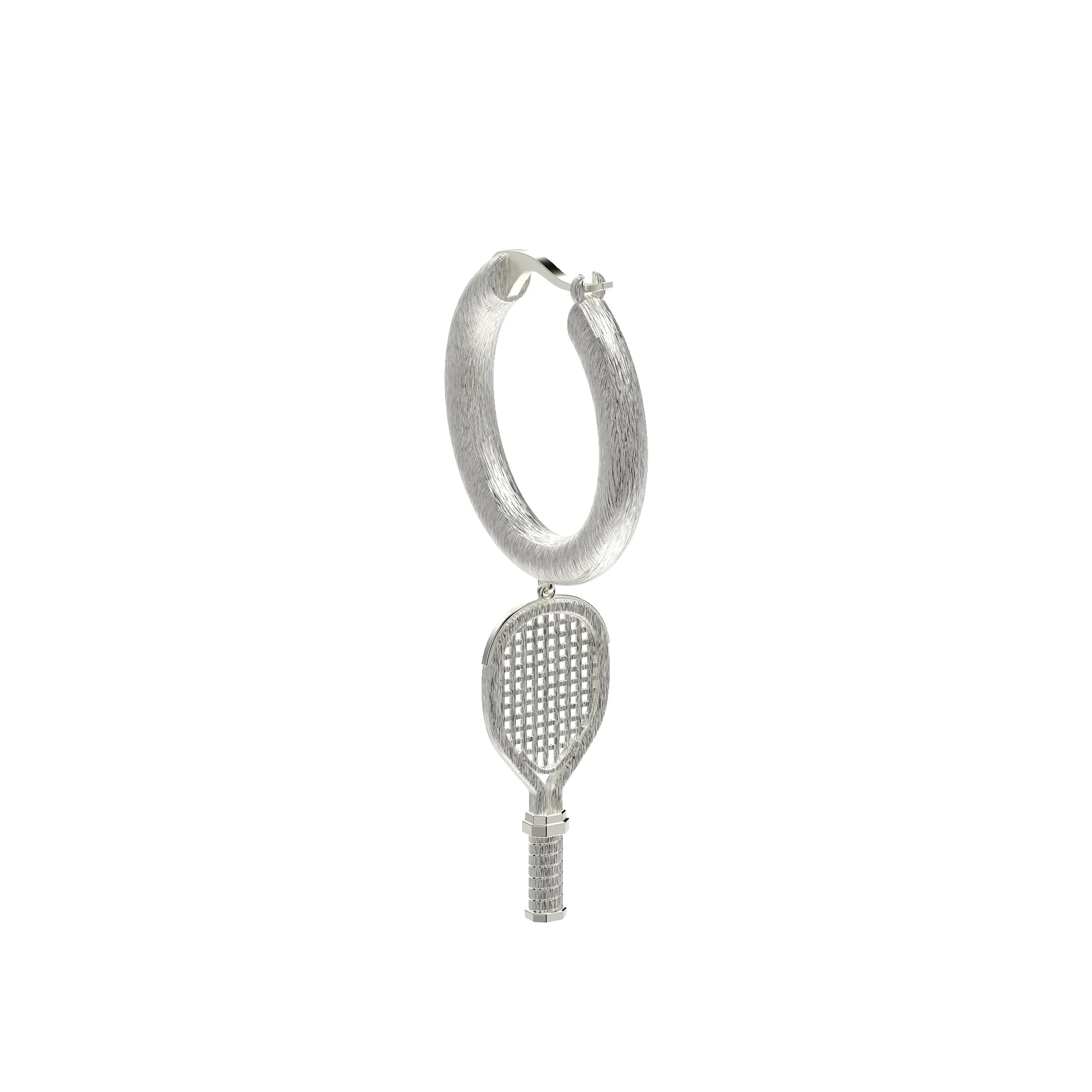 'The Tennis' Racket Hoop Earring, White Diamond sold by Pascal Design Official product image thumbnail 4