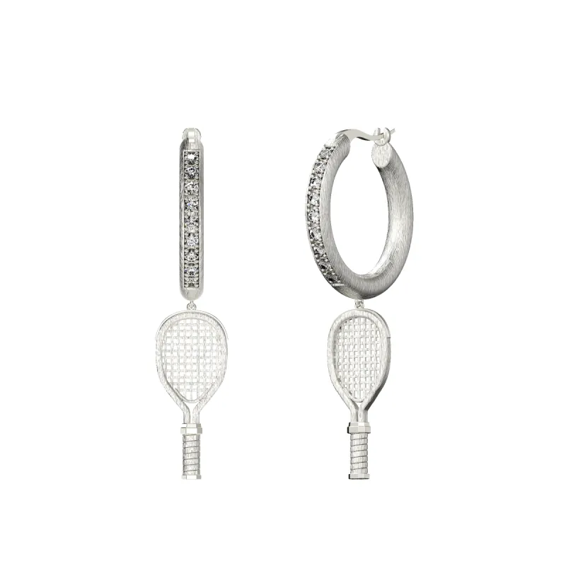 'The Tennis' Racket Hoop Earring, White Diamond sold by Pascal Design Official