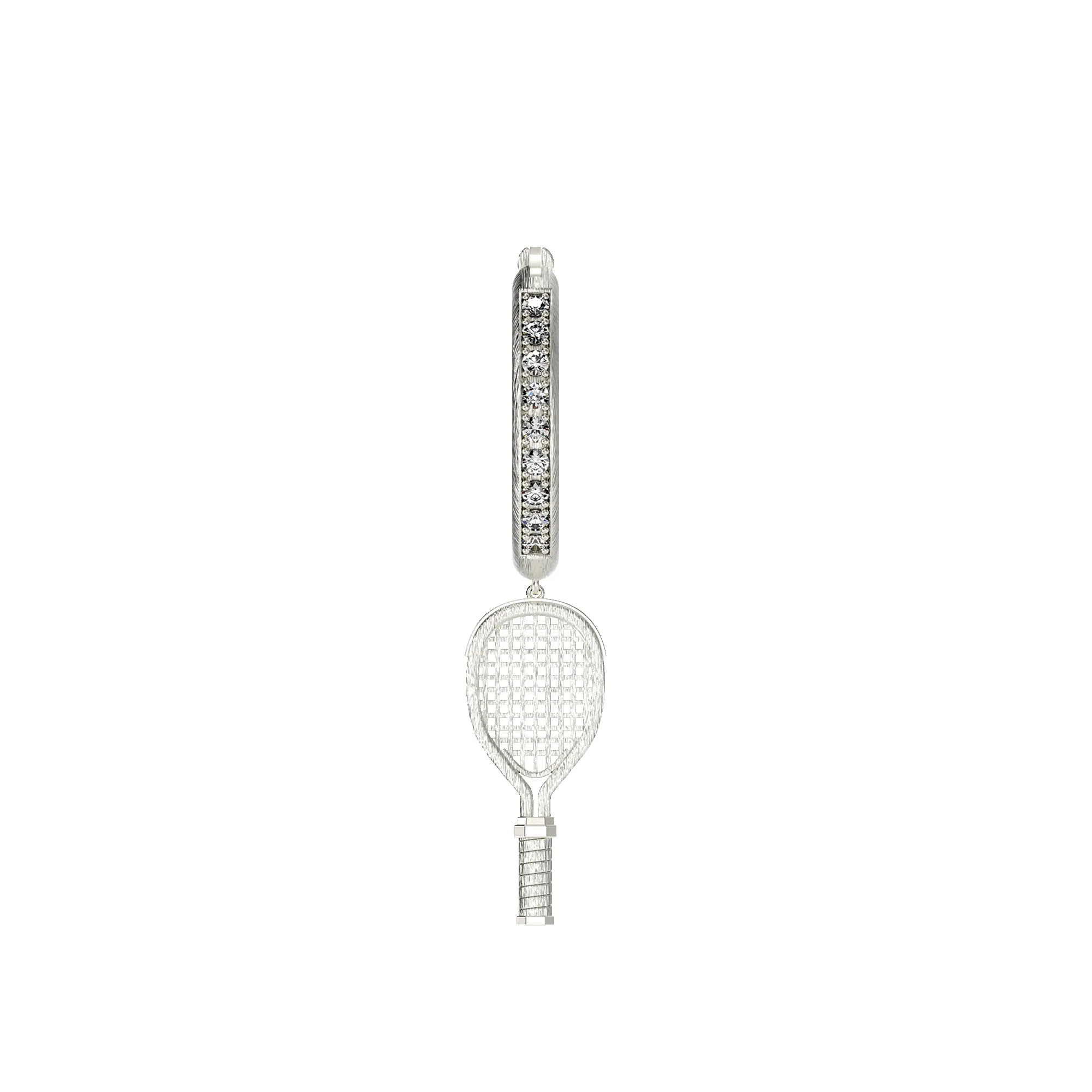 'The Tennis' Racket Hoop Earring, White Diamond sold by Pascal Design Official product image thumbnail 2