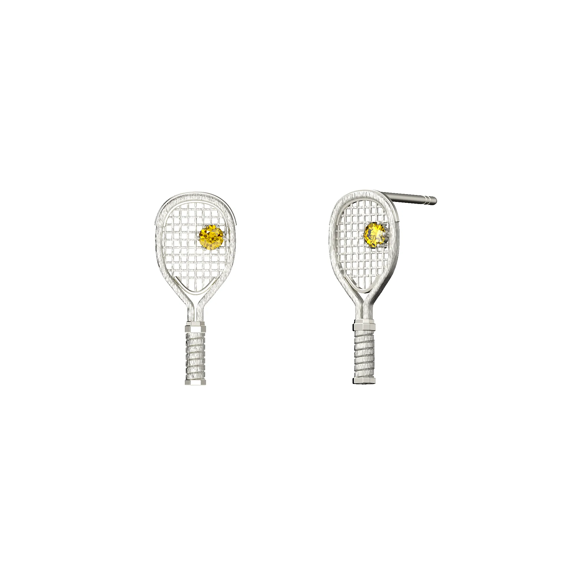 'The Tennis' Racket Stud Earring, Yellow Diamond sold by Pascal Design Official