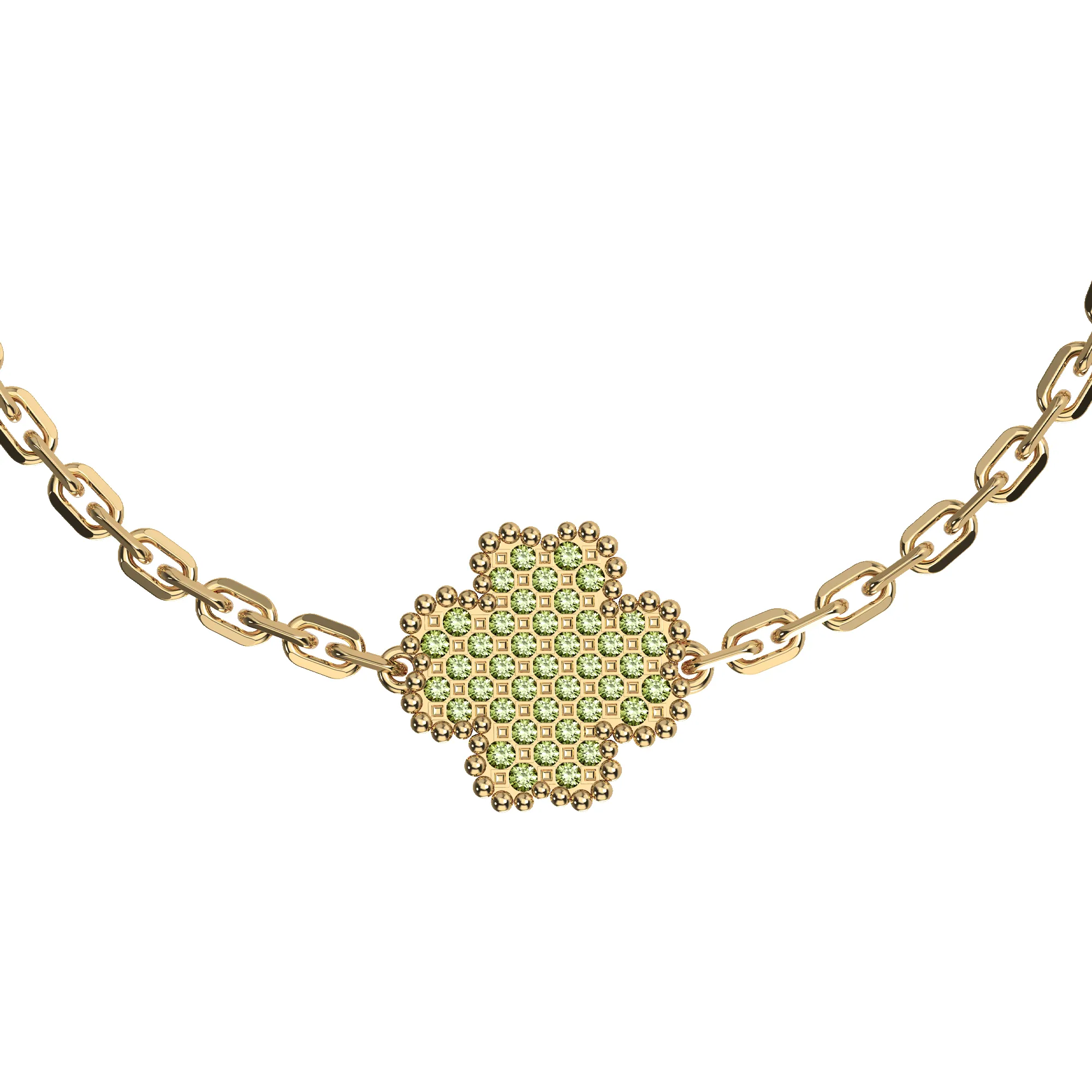 'Lucky Clover' 5 motifs Bracelet, Green Diamond Pyramid Setting sold by Pascal Design Official product image thumbnail 2
