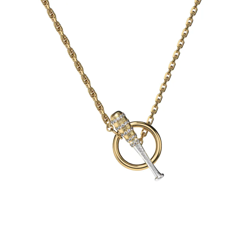 'The Baseball' Double Tone Necklace, White Diamond sold by Pascal Design Official
