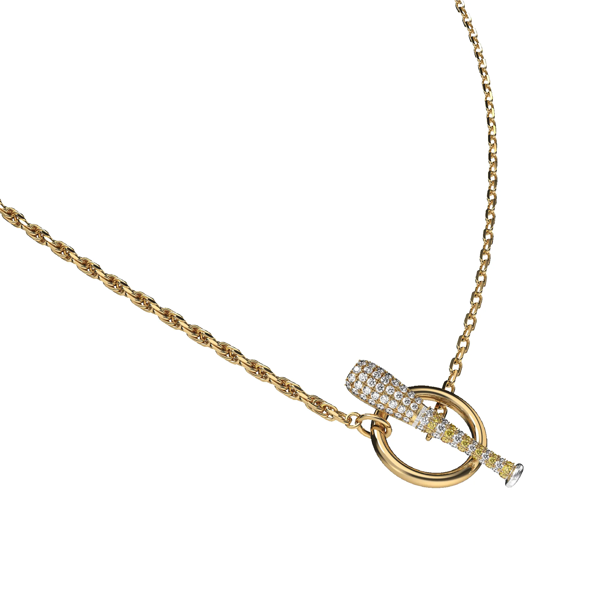 'The Baseball' Double Tone Necklace, Yellow Diamond sold by Pascal Design Official product image thumbnail 2